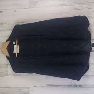 Angel of the North Anthropologie navy blue knit sweater cape shawl Size XS/S